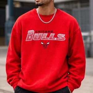 Vintage Chicago Bulls NBA Pro Edge Embroidered Crewneck Sweatshirt Red Mens XL